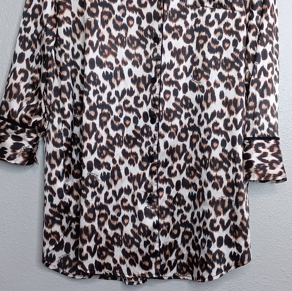 Victoria's Secret Leopard Print Button Down Front Night Shirt - Picture 4 of 12